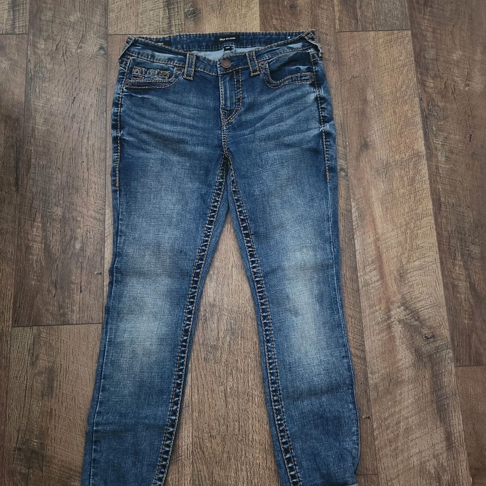 True Religion Light Blue Wash Women's Straight Leg Jeans -Hallie Style
